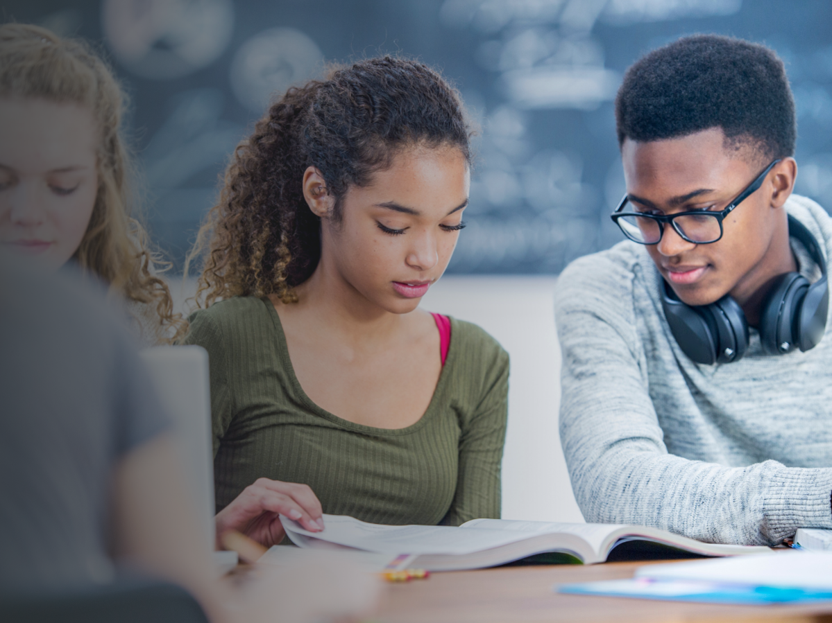 Group of diverse students in a classroom